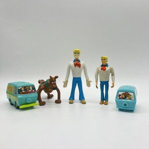 Scooby Doo Figure Toy Lot Of 5 Fred Scooby & Mystery Machine Bendable‎ Read